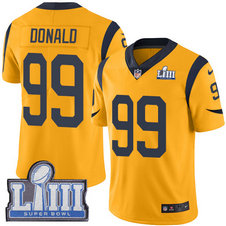 Nike Rams #99 Aaron Donald Gold Youth 2019 Super Bowl LIII Color Rush Limited Jersey