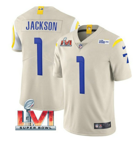 Nike Rams 1 Desean Jackson Bone 2022 Super Bowl LVI Vapor Limited Jersey