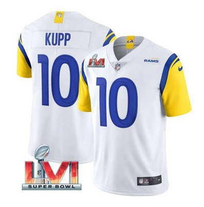 Nike Rams 10 Cooper Kupp White 2022 Super Bowl LVI Vapor Limited Jersey Nike Rams 10 Cooper Kupp White 2022 Super Bowl LVI Vapor Limited Jersey
