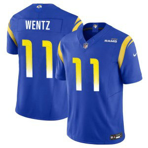 Nike Rams 11 Carson Wentz Blue 2023 F.U.S.E Vapor Limited Men Jersey