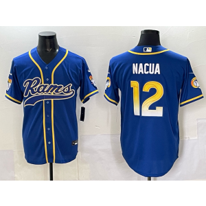 Nike Rams 12 Nacus Blue Baseball Vapor Limited Men Jersey 1