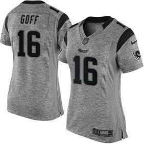 Nike Rams 16 Jared Goff Gray Women NFL Gridiron Gray Jersey