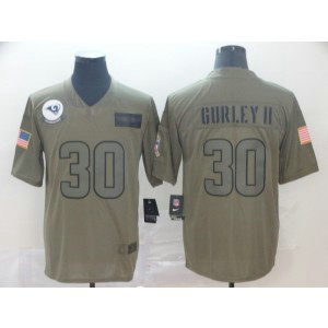 Nike Rams 30 Todd Gurley II 2019 Olive Salute To Service Limited Men Jersey