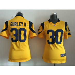 Nike Rams 30 Todd Gurley II Gold Women Game NFL Jersey