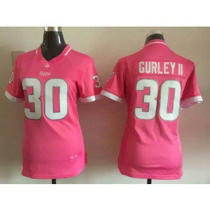 Nike Rams 30 Todd Gurley II Pink Women NFL Bubble Gum Jersey