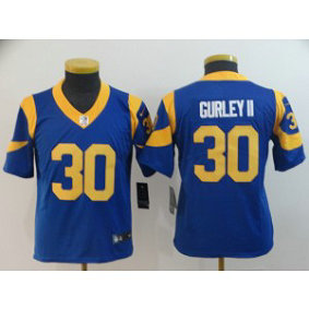 Nike Rams 30 Todd Gurley II Royal Vapor Untouchable Limited Youth Jersey
