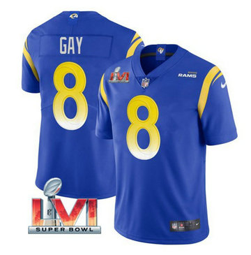 Nike Rams 8 Matt Gay Royal 2022 Super Bowl LVI Vapor Limited Jersey Nike Rams 8 Matt Gay Royal 2022 Super Bowl LVI Vapor Limited Jersey