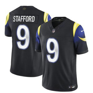 Nike Rams 9 Matthew Stafford Black 2025 Rivalries F.U.S.E. Vapor Limited Men Jersey