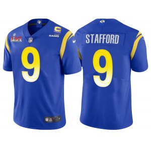 Nike Rams 9 Matthew Stafford Royal 2022 Super Bowl LVI With C Patch Vapor Limited Men Jersey