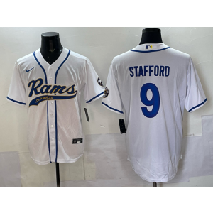 Nike Rams 9 Stafford White Baseball Vapor Limited Men Jersey
