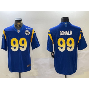 Nike Rams 99 Aaron Donald Blue Team Logo Vapor Limited Men Jersey