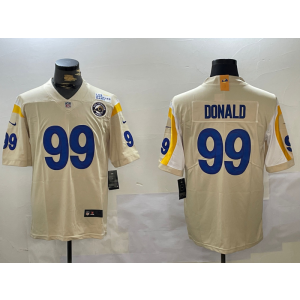 Nike Rams 99 Aaron Donald Cream Team Logo Vapor Limited Men Jersey