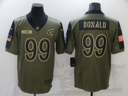 Nike Rams 99 Aaron Donald Olive 2021 Salute To Service Limited Jersey