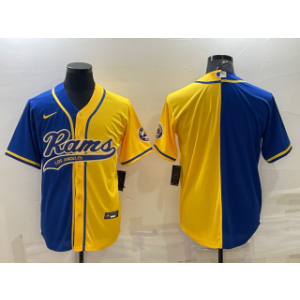 Nike Rams Blank Royal Yellow Split With Patch Vapor Baseball Limited Men Jersey