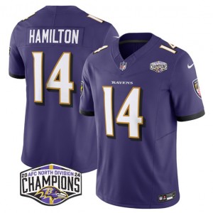 Nike Ravens 14 Kyle Hamilton Purple 2024 AFC North Division Champions F.U.S.E. Vapor Limited Men Jersey
