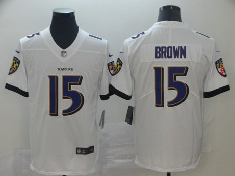Nike Ravens 15 Marquise Brown White Vapor Untouchable Limited Jersey