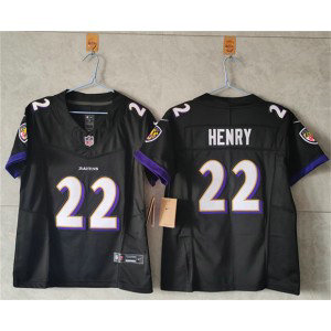 Nike Ravens 22 Derrick Henry Black F.U.S.E. Vapor Limited Women Jersey(Run Small)
