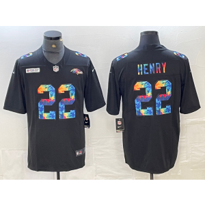 Nike Ravens 22 Derrick Henry Black Rainbowl Vapor Limited Men Jersey