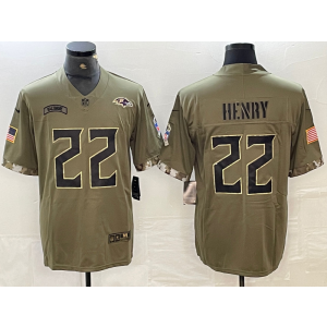 Nike Ravens 22 Derrick Henry Olive Salute To Service Limited Men Jersey