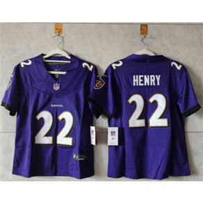 Nike Ravens 22 Derrick Henry Purple F.U.S.E. Vapor Limited Women Jersey(Run Small)