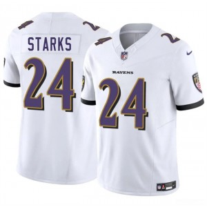 Nike Ravens 24 Malaki Starks White 2025 Draft F.U.S.E. Vapor Limited Men Jersey