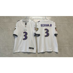 Nike Ravens 3 Odell Beckham White 2023 F.U.S.E Vapor Limited Men Jersey