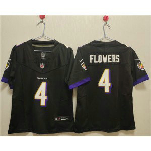 Nike Ravens 4 Zay Flowers Black F.U.S.E. Vapor Limited Women Jersey(Run Small)