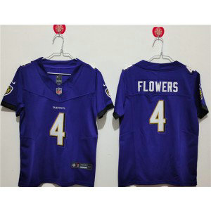 Nike Ravens 4 Zay Flowers Purple F.U.S.E. Vapor Limited Women Jersey(Run Small)