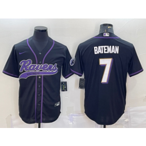 Nike Ravens 7 Rashod Bateman Black With Patch Vapor Baseball Limited Men Jersey