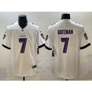 Nike Ravens 7 Rashod Bateman White Logo Vapor Limited Men Jersey