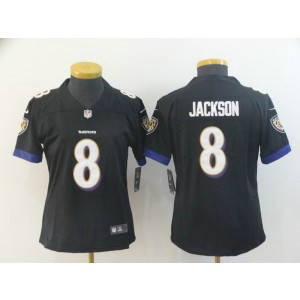 Nike Ravens 8 LaMar Jackson Black Vapor Untouchable Limited Women Jersey
