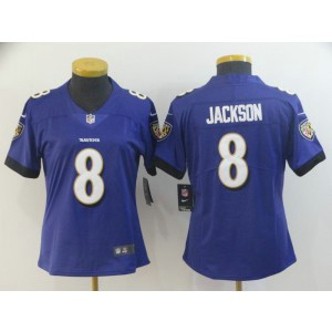 Nike Ravens 8 LaMar Jackson Purple Vapor Untouchable Limited Women Jersey