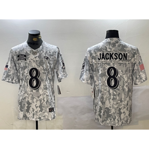 Nike Ravens 8 Lamar Jackson Arctic Camo 2024 F.U.S.E. Salute to Service Limited Men Jersey