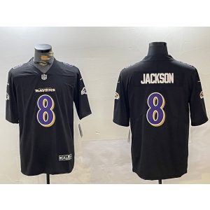 Nike Ravens 8 Lamar Jackson Black Fashion Vapor Limited Men Jersey