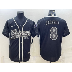 Nike Ravens 8 Lamar Jackson Black Reflective Vapor Baseball Limited Men Jersey
