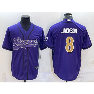 Nike Ravens 8 Lamar Jackson Purple Gold Vapor Baseball Limited Men Jersey