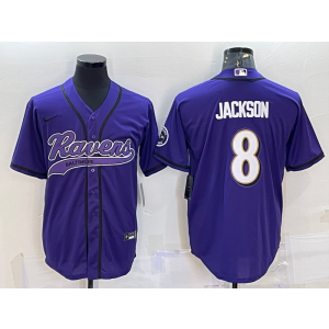 Nike Ravens 8 Lamar Jackson Purple Vapor Baseball Limited Men Jersey