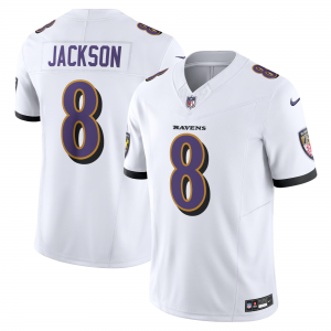Nike Ravens 8 Lamar Jackson White 2023 F.U.S.E Vapor Limited Men Jersey