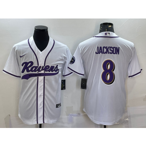 Nike Ravens 8 Lamar Jackson White Vapor Baseball Limited Men Jersey