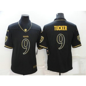 Nike Ravens 9 Justin Tucker Black 2019 Golden Edition Limited Men Jersey
