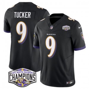 Nike Ravens 9 Justin Tucker Black 2024 AFC North Division Champions F.U.S.E. Vapor Limited Men Jersey
