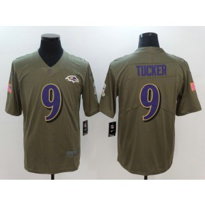 Nike Ravens 9 Justin Tucker Olive 2017 Salute To Service Limited Men Jersey