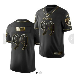 Nike Ravens 99 Jayson Oweh Black Gold Vapor Limited Men Jersey