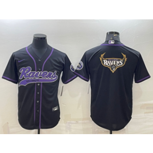 Nike Ravens Blank Black With Patch Vapor Baseball Logo Limited Men Jersey