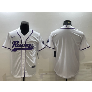 Nike Ravens Blank White With Patch Vapor Baseball Limited Men Jersey