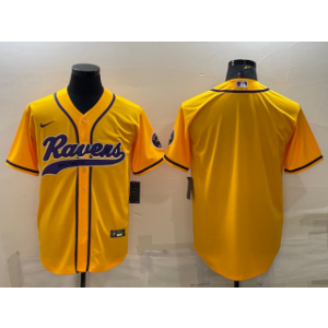 Nike Ravens Blank Yellow With Patch Vapor Baseball Limited Men Jersey