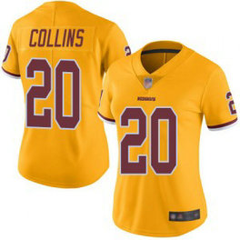 Nike Redskins 20 Landon Collins Gold Color Rush Limited Women Jersey