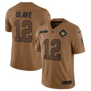 Nike Saints 12 Chris Olave 2023 Brown Salute To Service Limited Men Jersey