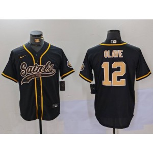 Nike Saints 12 Chris Olave Black Vapor Baseball Limited Men Jersey