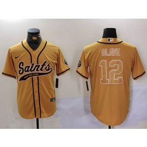 Nike Saints 12 Chris Olave Gold Vapor Baseball Limited Men Jersey